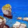 The Grain Of Sand Cliffs Of Bonifacio In Corsica - Oil On Canvas Paintings - By Martin Alain, Figurative Painting Painting Artist